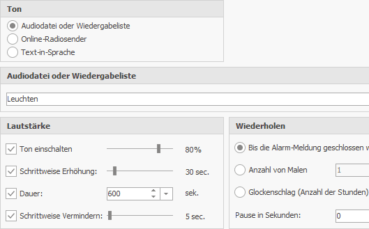 Alarmtoneinstellungen